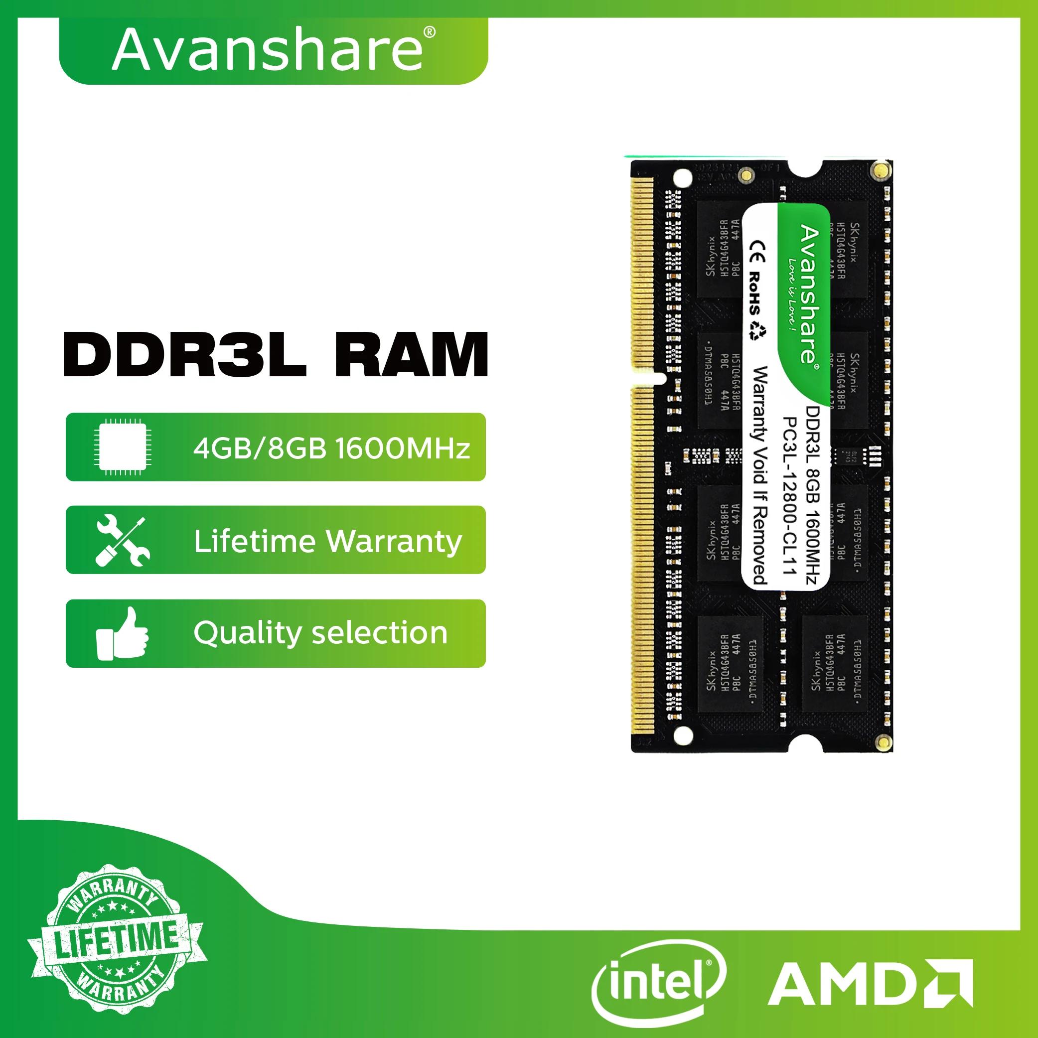 Avanshare DDR3L DDR3 Ʈ , Ʈ ޸ Sodimm, 4GB, 8GB, 1333MHz, 1600MHz, 1.35V, 1.5V